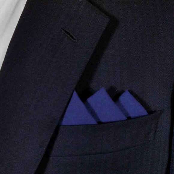 NEW Dark Blue 100% Cotton Pre-Folded Pocket Square Handkerchief Insert - Picture 2 of 8